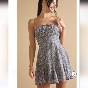 miami Floral Mini Dress in Blue and Pink NWOT